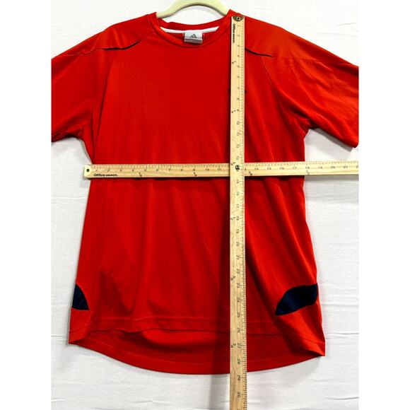 Adidas T-Shirt Mens Large Red Black Short Sleeve 3-Striped Crew Neck Pullover - Picture 7 of 8